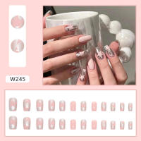 Uñas postizas plateadas y rosas para niñas y mujeres, cobertura total, decoración de uñas, 24 piezas - details 3