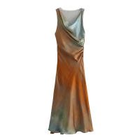 Vestido Largo de Gasa Estampado Sin Mangas Novedad de Verano 20224 Moda para Mujer - details 5