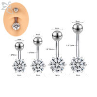ZS 1 pieza 14G anillo de ombligo de acero inoxidable para mujeres y niñas blanco rosa CZ cristal ombligo Piercings cuerpo Piercing 6/8/10/12MM - details 2