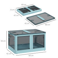 HOMCOM Caja de Almacenamiento Apilable con Tapa 69L Caja Organizadora Plegable con Ruedas Contenedor de Plástico con Acceso a 5 Lados 60x42x34 cm - details 1