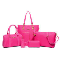 Bolsos Bandolera Mochila Totes Shoppers y bolso de hombro para mujeres Damas Juego de 6 piezas de cuero PU con diseño de nylon y poliéster - details 3