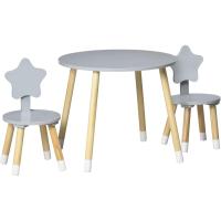 2 s de Madera para Niños con Redondo Ø59x50 cm s Ø28x51 cm Muebles Infantiles para Sala de Juego Dormitorio Gris - details 0