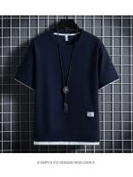 Conjunto De Camiseta Y Pantalones Cortos Informales Para Hombre, Chándal De Color Sólido, Trajes Sueltos De Verano, Talla 3XL - details 3
