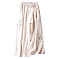 Pantalones rectos de pierna ancha de mezcla de lino para mujer, corte holgado para el trabajo y el uso diario - details 7