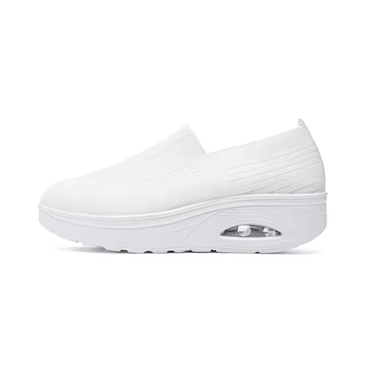 Zapatos de malla transpirable sin cordones para mujer, zapatillas cómodas con plataforma de cuña, mocasines a la moda - 1