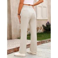 Pierna recta de cintura alta, pantalones sólidos, pantalones sueltos de estilo coreano de moda para mujer - details 6