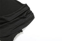 BUNO-Conjunto elegante de 2 piezas con pliegues de gato extraño para mujer, Tops cortos sexis sin mangas con cuello bajo + Pantalones rectos con borlas de cintura Irregular, traje liso - details 28
