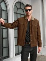 Chaqueta de pana forrada de Sherpa para hombre, chaquetas de camionero, cuello vuelto de algodón, abrigo informal cálido, invierno - details 3