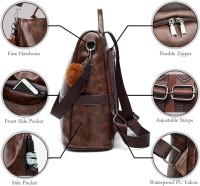Mochila de Cuero de pu antirobo para Mujer, bolso de mano informal, bolso de viaje, bandolera - details 11
