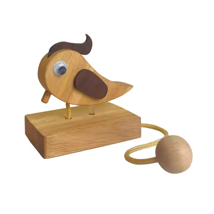 Puerta de entrada apilado de pájaro carpintero, alaba de madera, retro, lindo pájaro, timbre de mad era, decoración maciza - 1