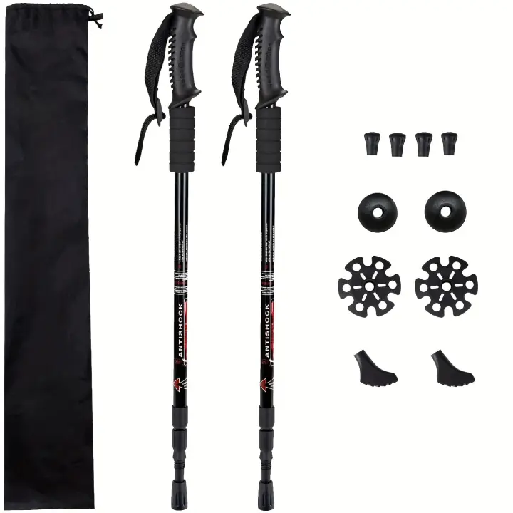 2 piezas, Bastones De Senderismo, Plegables Con 10 segmentos Y 1 Bolsa De Almacenamiento, accesorios Ligeros, Anti - 1