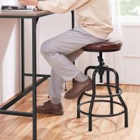 Taburete sintético Alto Redondo Ajustable en Altura con Dos reposapiés, Silla de Cocina con Marco de Metal para Cocina, Restaurante Bistrot Negro - details 20