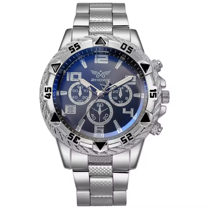 Reloj de pulsera con escala digital y reloj de cuarzo con banda de acero para hombre - 1