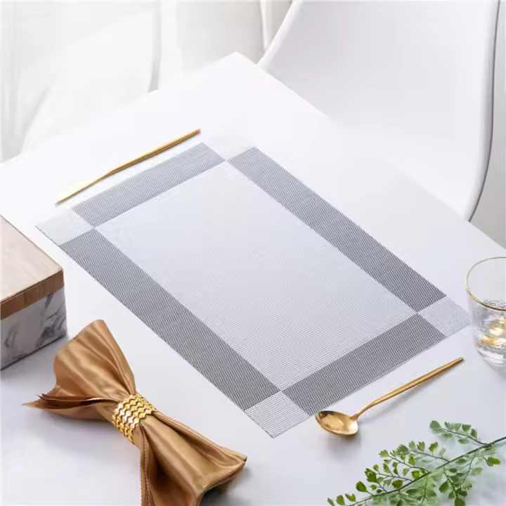 Mantel Individual lavable para fiesta, resistente al agua, Rectangular, resistente al calor, para mesa de comedor, platos antideslizantes de PVC, 6 uds. - 1