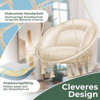 Silla Colgante con Cojín - Sillón Colgante Chill para Adultos y Niños Hamaca hasta 150 kg Asiento Colgante Suspensión Interior y Exterior Sala de Estar y Jardín Terraza, Beige - details 2