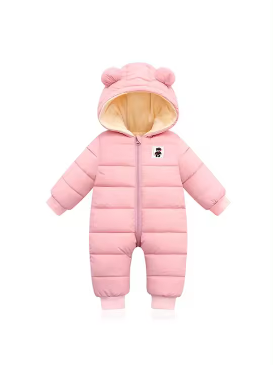 Bebé Niño Niña Nueva Invierno monos De Velours Grueso Caliente Con Capucha Traje De Piel De Avestruz Ropa Infante Rompepiés - 1