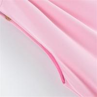 Vestido corto de verano rosa simplicidad con cuello redondo material de poliéster moda para mujer - details 6