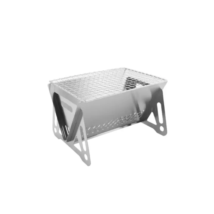 Parrilla de barbacoa plegable para exteriores, Mini parrilla de barbacoa de estufa de leña de Cassette conveniente de acero inoxidable - 1