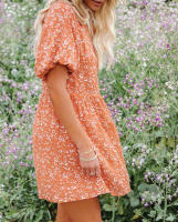 Vestido de gasa con estampado Floral para mujer, Vestido largo de verano con manga de mariposa, cintura alta - details 5