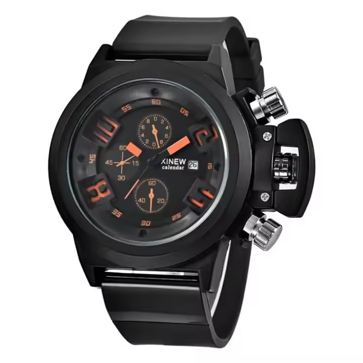 Relojes de diseño único para estudiantes de lujo de primera calidad, relojes de pulsera de cuarzo con calendario informal de moda para hombres y niños, reloj de pulsera negro Montre Homme 2024 - 1