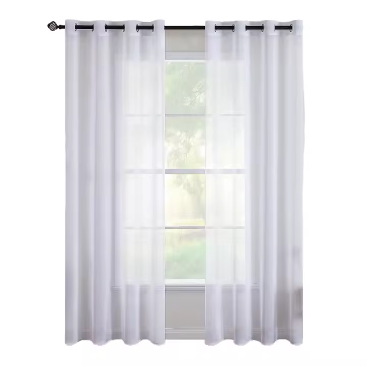 Cortinas Salon Modernas Blancas Translucidas  2 Piezas Poliéster Ojales Cortina,para exterior terraza, salon,Dormitorio - 1