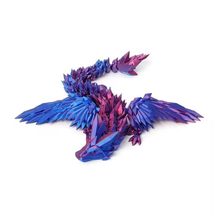 Crystal 3D Printed Crystal Dragon with Wings Poseable Joints 3D Printed Dragon Colorful 20/45cm 3D Articulated Dragon Toys - 1