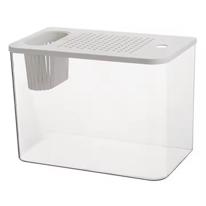 Pecera Acuario Transparente Tanque de Escritorio Tortuga Acuario Pequeños Acuarios Contenedor de Peces Decorativo para Peces Blanco - 1