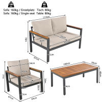 Conjunto de Jardín de Acacia Muebles de Exteriores de Acero Galvanizado Mesa de Comedor de 4 Piezas - details 12