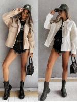 Abrigo de lana de manga larga con un solo pecho para viajeros de color sólido de nueva moda - details 14