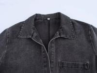 Cazadora vaquera corta + vaqueros de pernera ancha con pliegues drapeados, traje, blazer, casual Cuello con solapas, top de manga larga, pantalones sueltos - details 4