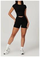 Ropa deportiva de alta resistencia de secado rápido de manga corta Yoga Tre de color sólido - details 21