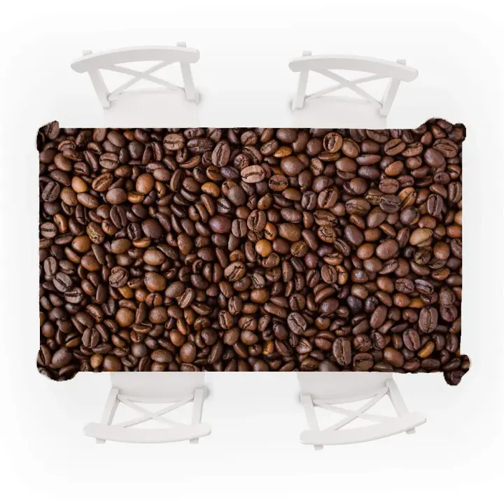 Mantel de Mesa de Moda con Patrón de Café Impermeable, Adecuado para Comedor, Bodas, Fiestas - 1