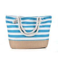 Bolsa de playa a rayas 2024, bolso de hombro para las axilas, bolso de lona informal de gran capacidad. - details 3
