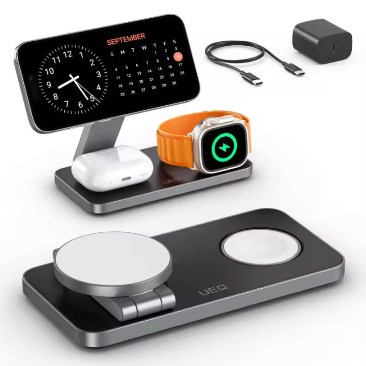 inalámbrico con mag-Safe, estación de Carga iPhone 3 en 1 para Apple Watch, Cargador inalámbrico inductivo Plegable para iPhone - 1