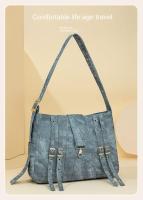 Bolsa de motocicleta de mezclilla azul resistente al desgaste impermeable con diseño de borla y cuerda - details 4