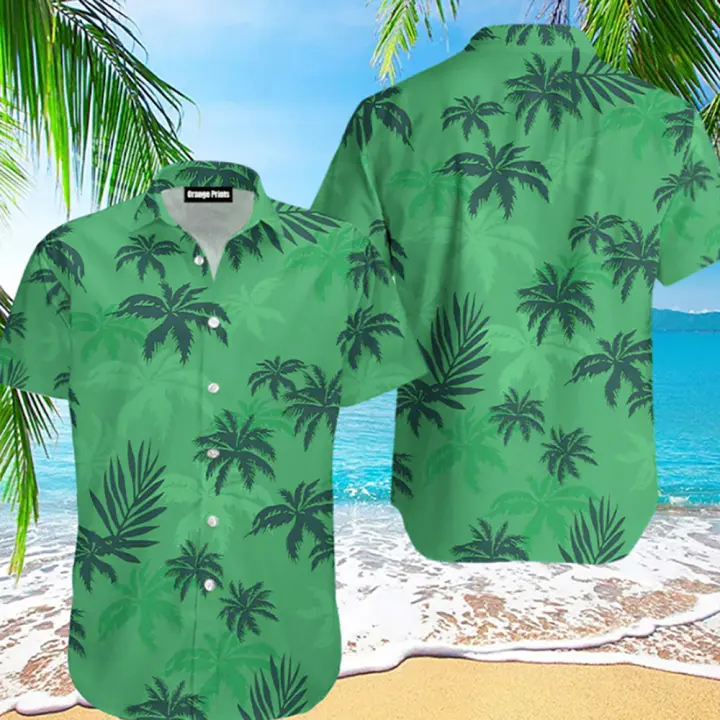 Camisa hawaiana de verano con diseño de grulla y animales para hombre, camisa con plantas en 3D para hombre, estampado de flores, tallas grandes, camisas hawaianas, camisa de playa con flores - 1