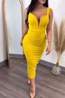 Elegante Vestido Midi con Lazo de Espalda y Volantes Perfecto para Fiestas Nocturnas, Clubes y Eventos de Moda para Mujeres - details 16