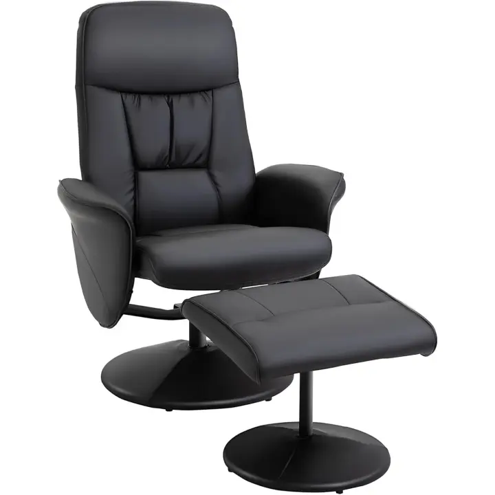 Silla de Oficina Ajustable hasta 145° Giratoria 360° con Respaldo Negro - 1