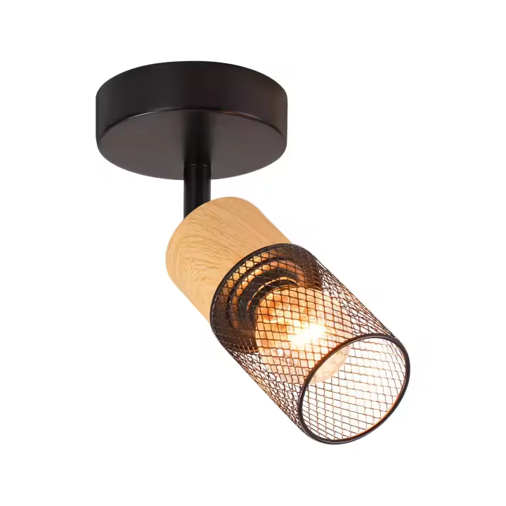CBJKTX Foco de techo de madera E14 plafón 350 °   lámpara de cocina vintage con foco de pared ajustable - 1