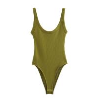 Vestido de una pieza casual ajustado de color sólido con cuello halter para mujer, verano 2025 - details 5