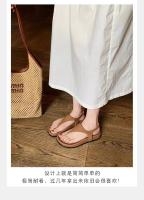 Sandalias de mujer de estilo romano con nicho de fondo plano de vacaciones con punta retro en espiga de temperamento minimalista - details 5