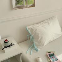 Funda de almohada con lazo de Color sólido, fundas de almohada de algodón de estilo nórdico suave, funda de almohada transpirable lavable, accesorios para dormitorio, 2 uds. - details 1