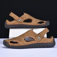 Sandalias De Verano Hechas a Mano Para Hombre Zapatos De Cuero Transpirables Antideslizantes Para Playa Y Exteriores Moda Casual Talla Verdadera - details 2