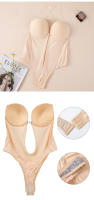 Bodysuit Invisible Para Mujer Shaper De Tanga Con Corset Plunge Padded Push up Sin Costuras Control Medio Material Poliéster Y Elástico - details 9