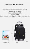Mochila grande con ruedas Mochila compacta carro extensible - Diseño Ergonómico - Amplio Espacio de Almacenamiento - Bolsillos Multifuncionales - details 5