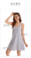 Nuevo estilo de camisón europeo y americano para comercio exterior transfronterizo, camisón de algodón con tirantes elásticos de talla grande, vestido sin mangas para mujer, se puede usar como ropa de casa - details 3