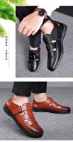 Sandalias de cuero informales formales con suela suave antideslizantes de verano para hombre, zapatos para papá de mediana edad, color negro - details 9