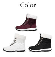 Botas de nieve cálidas para mujer, zapatos de media caña para clima frío, zapatos de felpa para exteriores, zapatillas antideslizantes de invierno - details 3