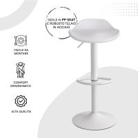 Juego de 2 taburetes de bar giratorios con altura ajustable, fondo antiarañazos y reposapiés, para cocina, restaurante y bar, ligero y fácil de montar, 41x40x64-86 cm, 2 unidades, blanco - details 5