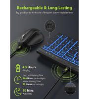 Combinación de teclado y ratón recargable de retroiluminación RGB ergonómica Bluetooth de doble modo silencioso juego de teclado y ratón inalámbrico, adecuado para escritorios / computadoras portátiles - details 7
